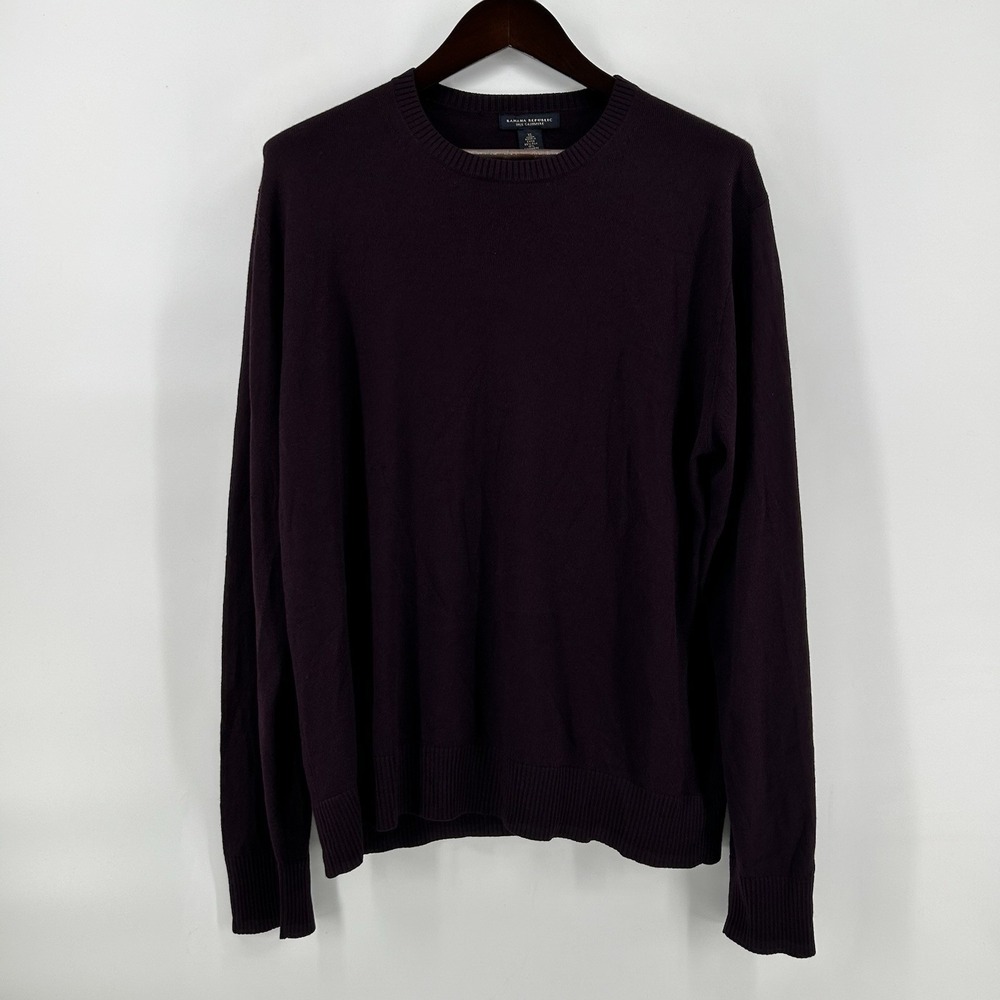 Banana Republic Luxury Blend Sweater Mens XL Plum Silk Cashmere Crew Neck Office
